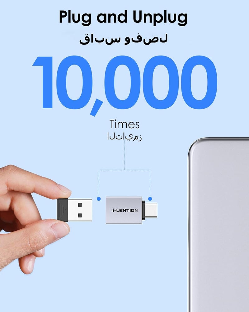 Lention USB C to USB 3.0 Adapter (2 Pack), Type C Male to Type A Female Converter Compatible 2025-2016 MacBook Pro, New iPad Pro/Mac Air/Surface, Phone/Tablet, Stable Driver Certified (CB-C3, Gray) - Image 4