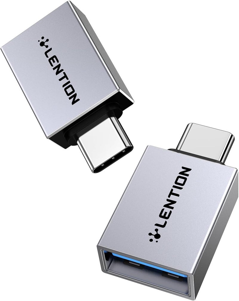 Lention USB C to USB 3.0 Adapter (2 Pack), Type C Male to Type A Female Converter Compatible 2025-2016 MacBook Pro, New iPad Pro/Mac Air/Surface, Phone/Tablet, Stable Driver Certified (CB-C3, Gray) - Image 1