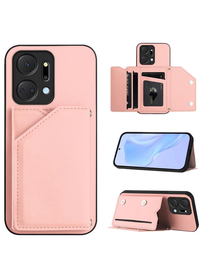 Green Tiger Case For Honor X7A / Play7T Skin Feel Four Card Slots Phone Case with Wrist Strap - Image 1