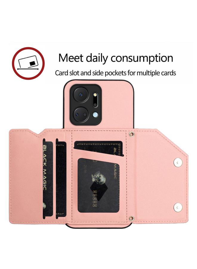 Green Tiger Case For Honor X7A / Play7T Skin Feel Four Card Slots Phone Case with Wrist Strap - Image 5