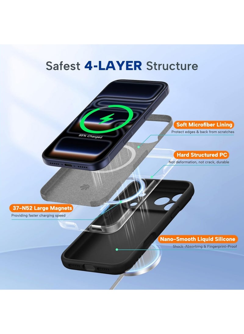 X-level iPhone 17 Pro Case Cover, Compatible with MagSafe, Mobiles Accessories Silicone Camera Control Cover, 3.0mm Thicken Shockproof Drop Protection Phone Case for 17 Pro, Black - Image 5