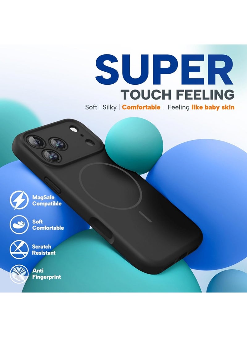 X-level iPhone 17 Pro Case Cover, Compatible with MagSafe, Mobiles Accessories Silicone Camera Control Cover, 3.0mm Thicken Shockproof Drop Protection Phone Case for 17 Pro, Black - Image 4