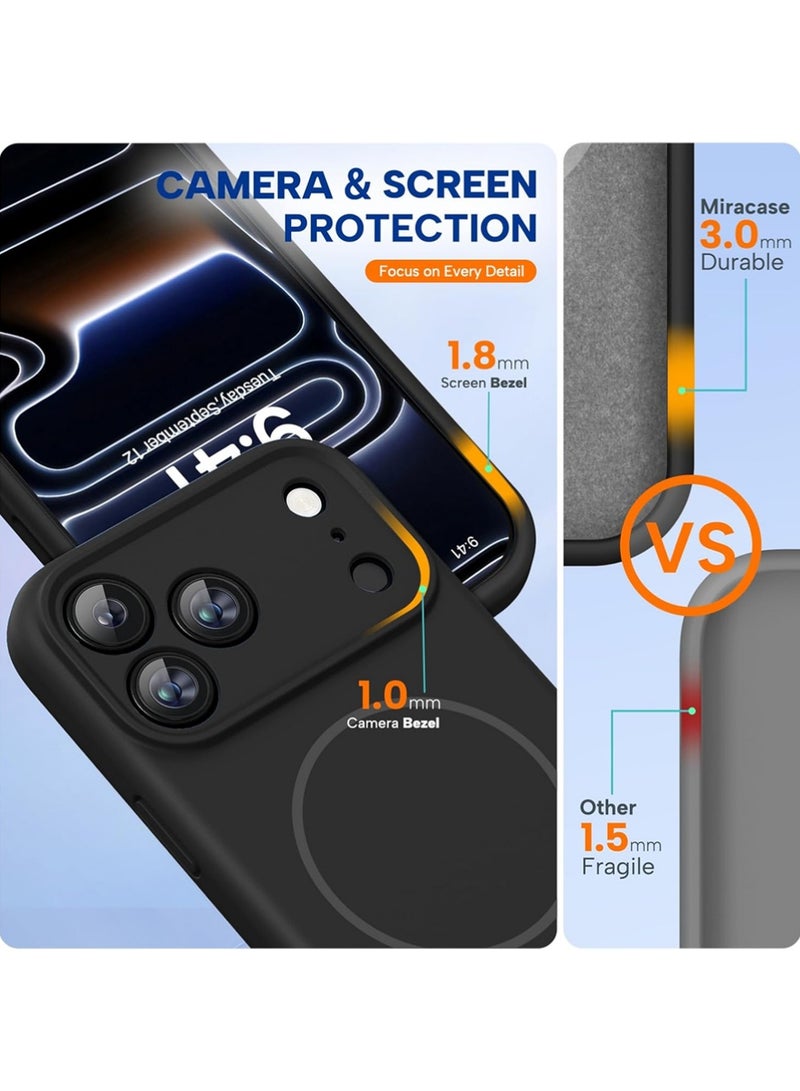 X-level iPhone 17 Pro Case Cover, Compatible with MagSafe, Mobiles Accessories Silicone Camera Control Cover, 3.0mm Thicken Shockproof Drop Protection Phone Case for 17 Pro, Black - Image 3