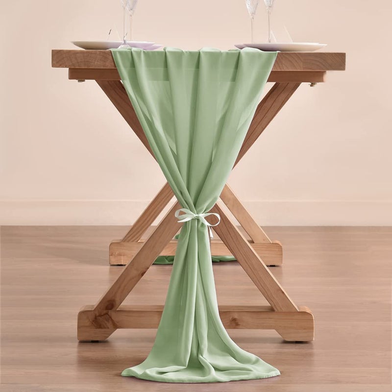 Socomi 10ft Sage Green Chiffon Table Runner 29x120 Inches Wedding Runner Sheer Thanksgiving Christmas Bridal Shower Decorations - Image 5