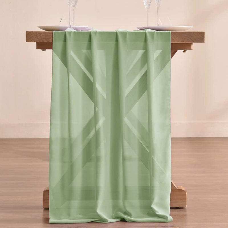Socomi 10ft Sage Green Chiffon Table Runner 29x120 Inches Wedding Runner Sheer Thanksgiving Christmas Bridal Shower Decorations - Image 4
