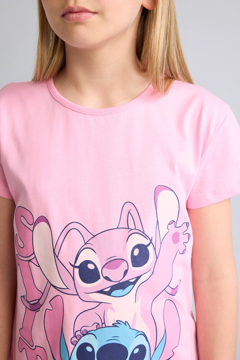 DeFacto Pink Girl Girl Lilo & Stitch Licensed Short Sleeve Dress Casual - Image 4