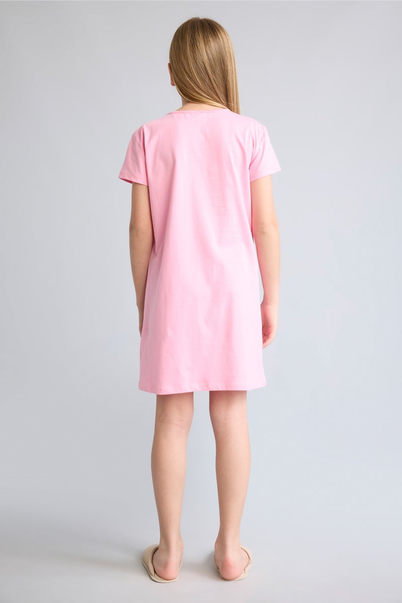 DeFacto Pink Girl Girl Lilo & Stitch Licensed Short Sleeve Dress Casual - Image 5
