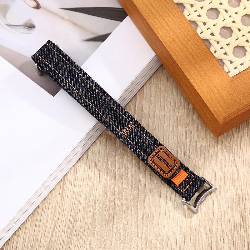 Bluejw Breathable Replacement Watch Strap for Xiaomi Mi Band 8/9/10 Pro – Canvas Denim NFC Loop with Velcro Closure, Thin Lightweight Bracelet Design - Image 1