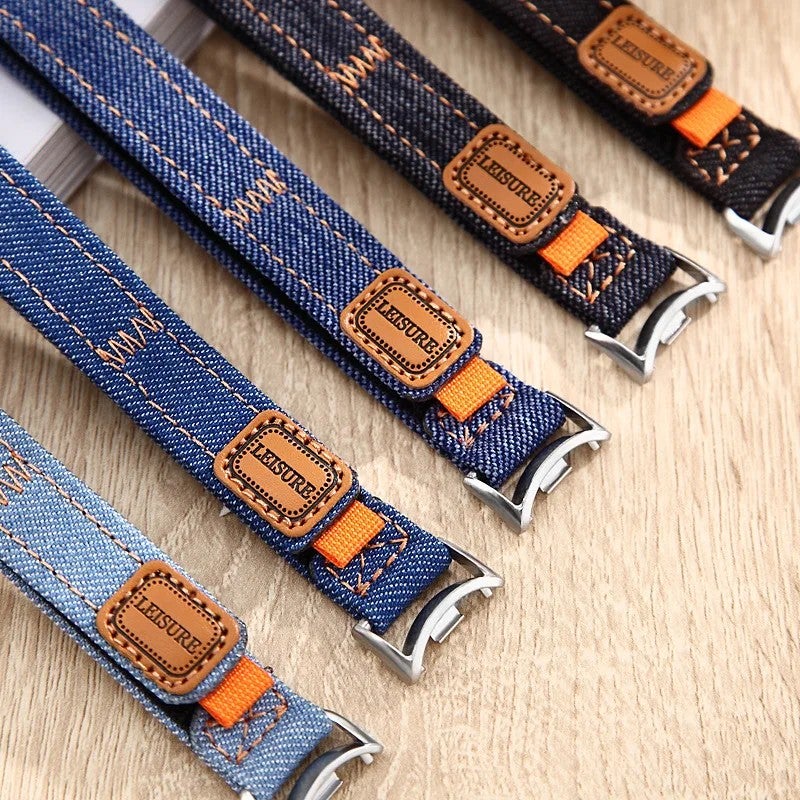 Bluejw Breathable Replacement Watch Strap for Xiaomi Mi Band 8/9/10 Pro – Canvas Denim NFC Loop with Velcro Closure, Thin Lightweight Bracelet Design - Image 2