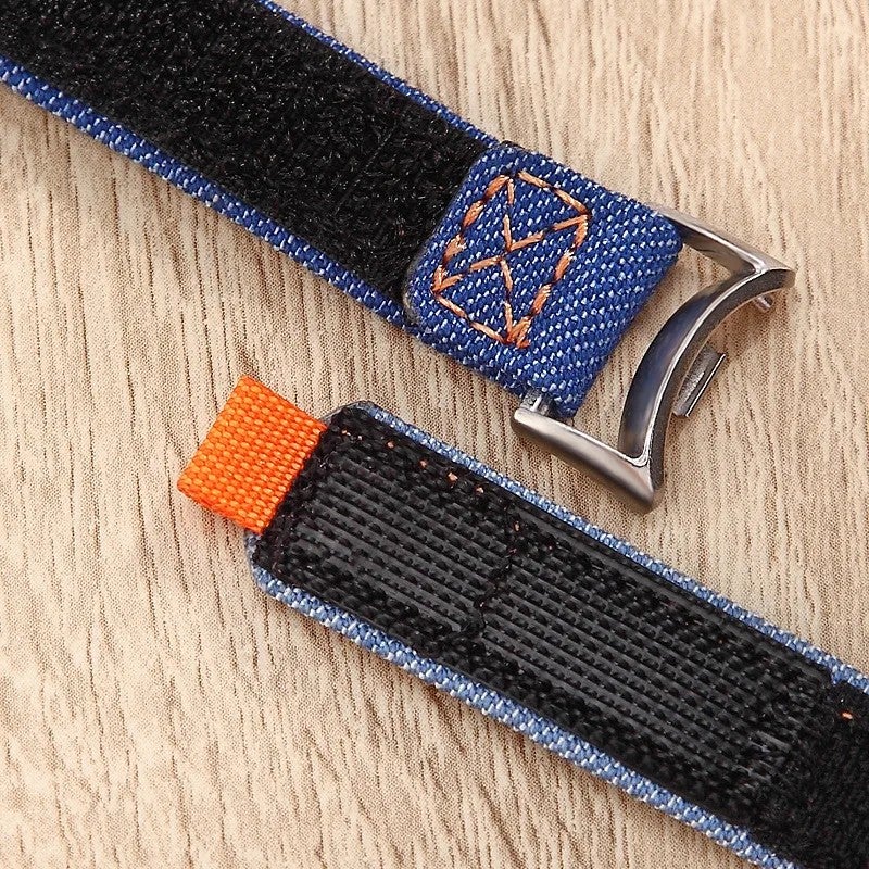 Bluejw Breathable Replacement Watch Strap for Xiaomi Mi Band 8/9/10 Pro – Canvas Denim NFC Loop with Velcro Closure, Thin Lightweight Bracelet Design - Image 4