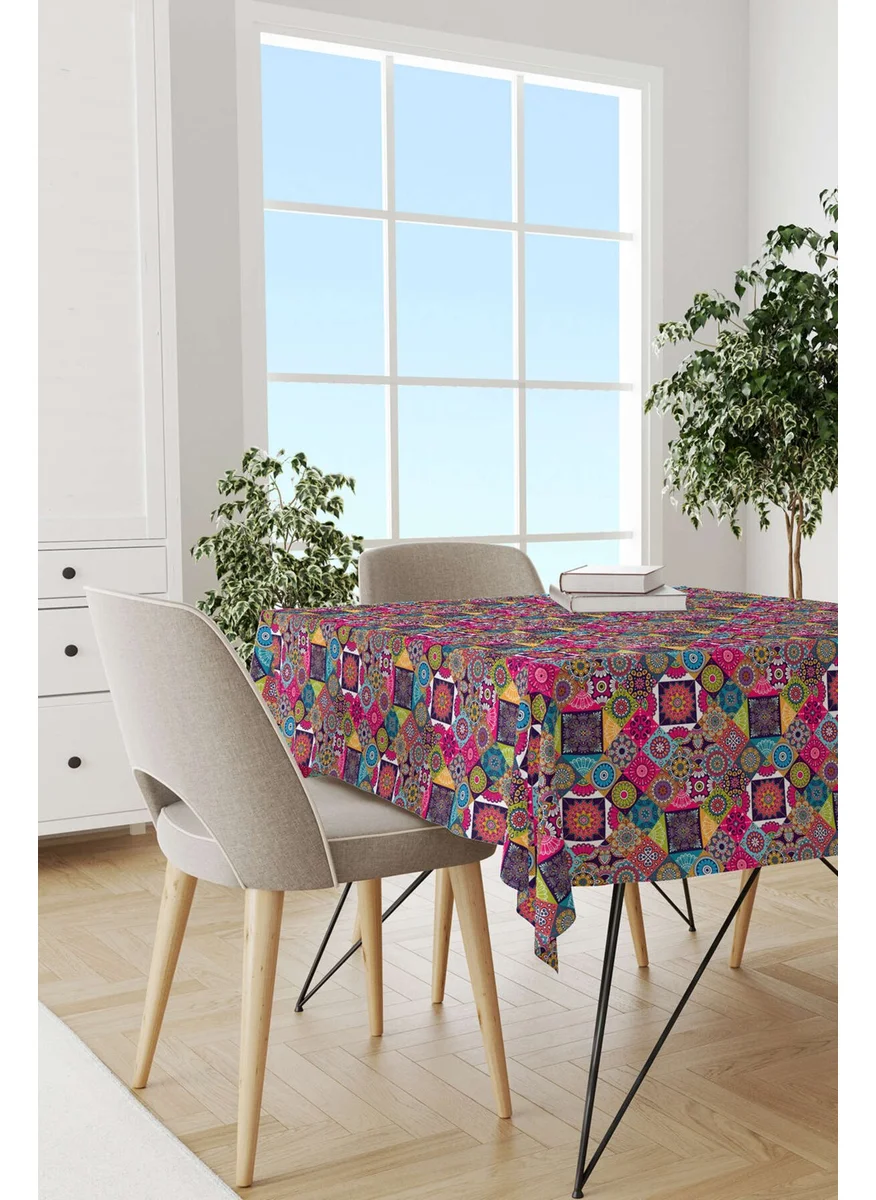 Cango Home Pink Purple Ramadan Themed Motif Patterned Digital Printed Tablecloth CGH1335-MS