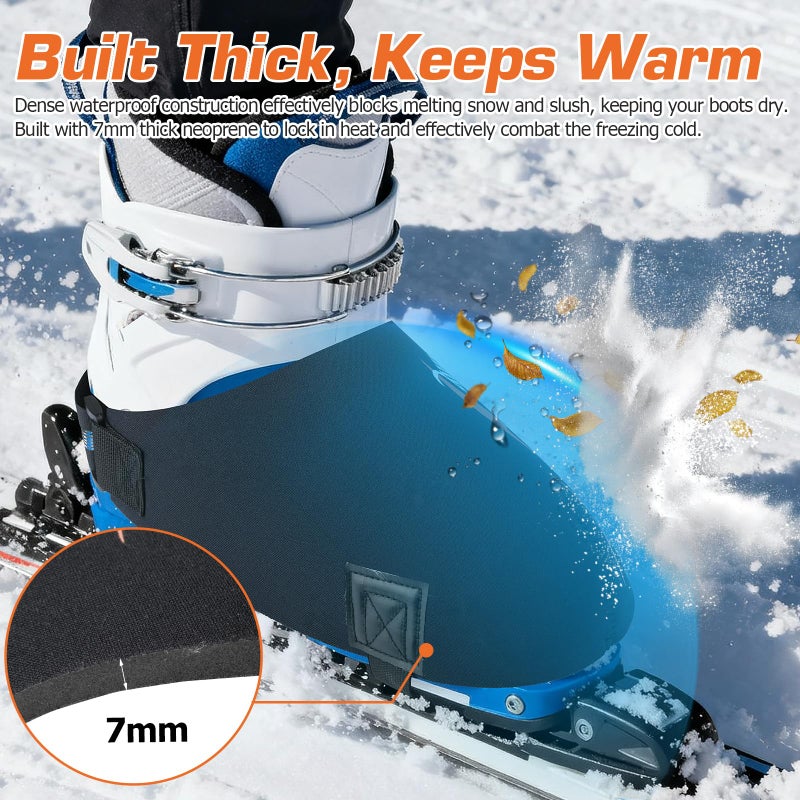 Yncotte Ski Boot Covers, 2 Pairs Boot Glove Keep your Feet Dry & Warm, Neoprene Ski Shoe Covers Waterproof for Skiers Winter Outdoor Skiing Accessories Ski Gift (Large) - Image 3