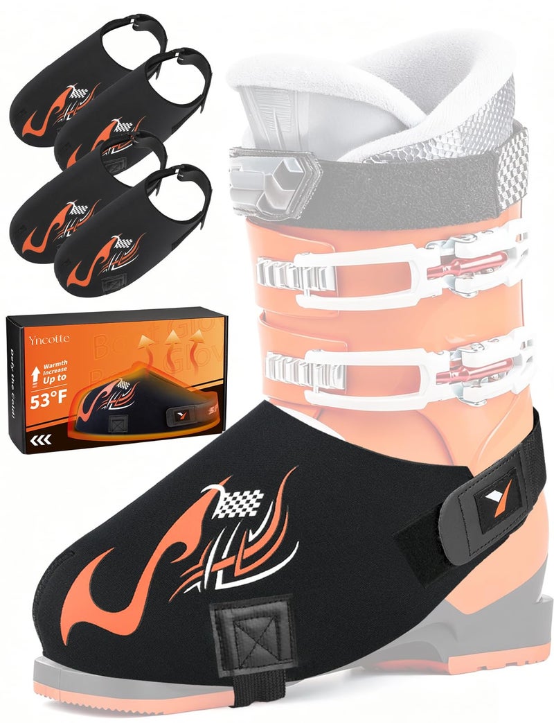 Yncotte Ski Boot Covers, 2 Pairs Boot Glove Keep your Feet Dry & Warm, Neoprene Ski Shoe Covers Waterproof for Skiers Winter Outdoor Skiing Accessories Ski Gift (Large) - Image 1