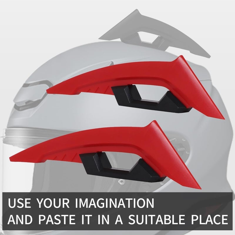 GONAMA Universal Motorcycle Side Winglet Aerodynamic Wing Spoiler Helmet Fairing Winglets Side Spoiler Deflector Air Wing Kit Aerodynamic Wing Spoiler Helmet Wings Bike Helmet Spoiler (RED) - Image 5