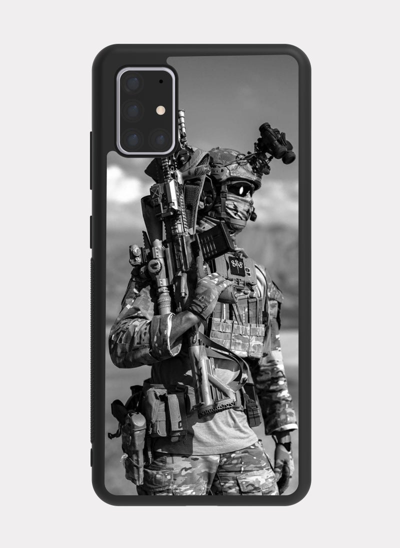 بكسلات كفر سامسونج جالكسي ايه 71 جندي مقاتل ابيض اسود - Image 1