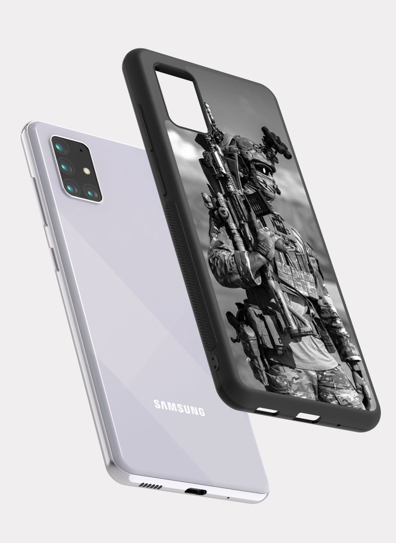 بكسلات كفر سامسونج جالكسي ايه 71 جندي مقاتل ابيض اسود - Image 2