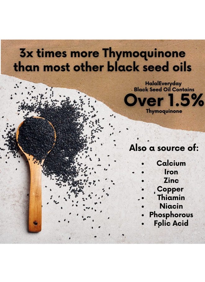 HalalEveryDay - Organic Black Seed Oil Usda Certified Cold Pressed Glass Bottle 16Oz Over 1.5% Thymoquinone Turkish Black Cumin Nigella Sativa Nongmo 100% Pure Blackseed Oil - Image 1