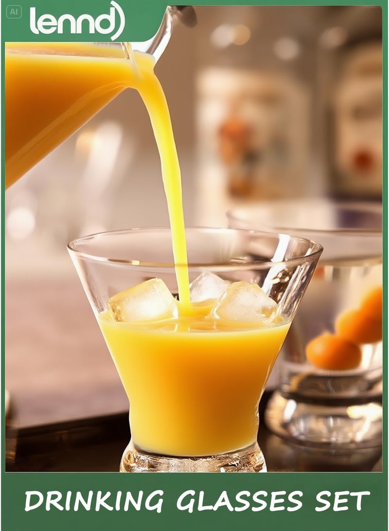 LENND Drinking Glasses Set 250ml of 4 Lead-Free,Stemless Water Glasses,Juice Glass, Mixed Drink Glasses,Kitchen Water Glasses Cup,suitable for coffee, juice, milk - Image 5