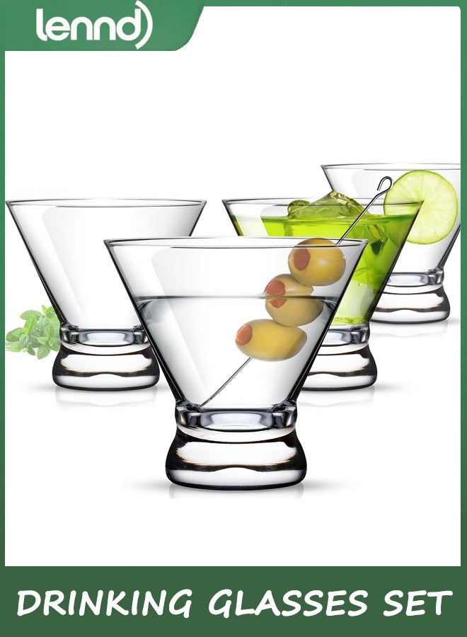 LENND Drinking Glasses Set 250ml of 4 Lead-Free,Stemless Water Glasses,Juice Glass, Mixed Drink Glasses,Kitchen Water Glasses Cup,suitable for coffee, juice, milk - Image 2