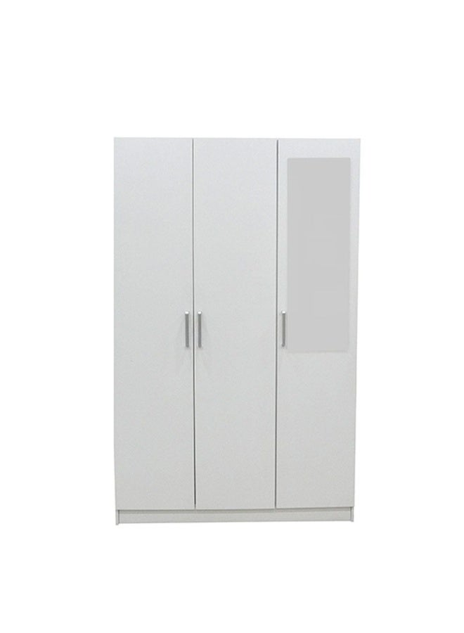 DANUBE HOME Supreme 3-Door Wardrobe With Mirror For Hanging Clothes Extra Sturdy Rack Storage Organiser Modern Design Space Saving Cabinets For Bedroom - White - Image 2