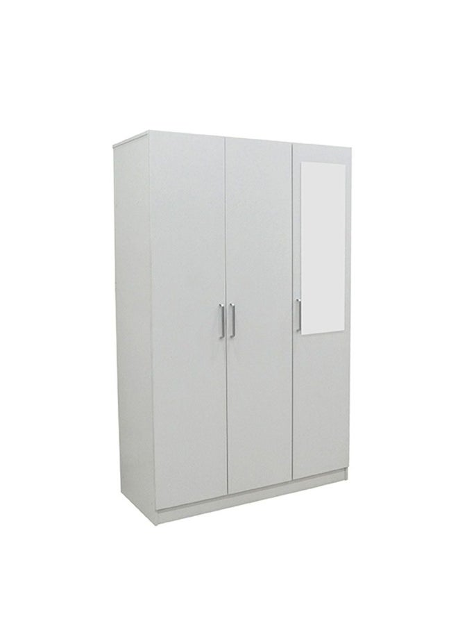 DANUBE HOME - Supreme 3-Door Wardrobe With Mirror For Hanging Clothes Extra Sturdy Rack Storage Organiser Modern Design Space Saving Cabinets For Bedroom - White - Image 1