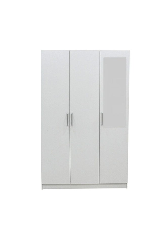 DANUBE HOME - Supreme 3-Door Wardrobe With Mirror For Hanging Clothes Extra Sturdy Rack Storage Organiser Modern Design Space Saving Cabinets For Bedroom - White - Image 1