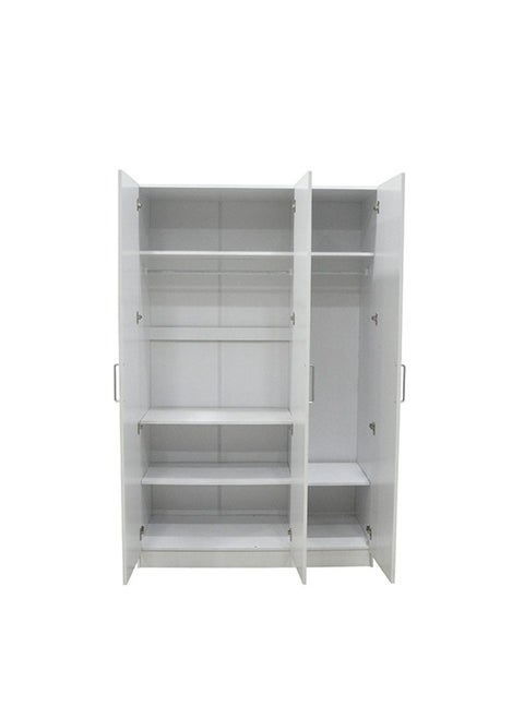 Supreme 3-Door Wardrobe With Mirror For Hanging Clothes Extra Sturdy Rack Storage Organiser Modern Design Space Saving Cabinets For Bedroom - White