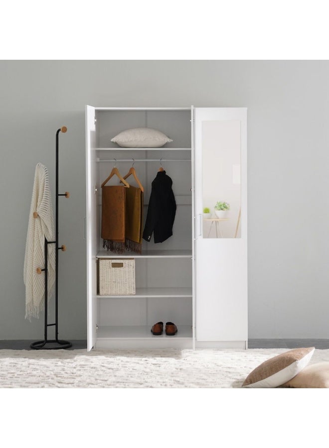 DANUBE HOME Supreme 3-Door Wardrobe With Mirror For Hanging Clothes Extra Sturdy Rack Storage Organiser Modern Design Space Saving Cabinets For Bedroom - White - Image 5