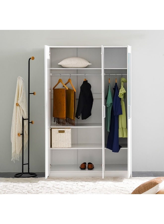 DANUBE HOME Supreme 3-Door Wardrobe With Mirror For Hanging Clothes Extra Sturdy Rack Storage Organiser Modern Design Space Saving Cabinets For Bedroom - White - Image 2