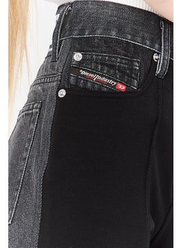 DIESEL Women Regular Fit Washed Denim Jean, Black  - Image 3