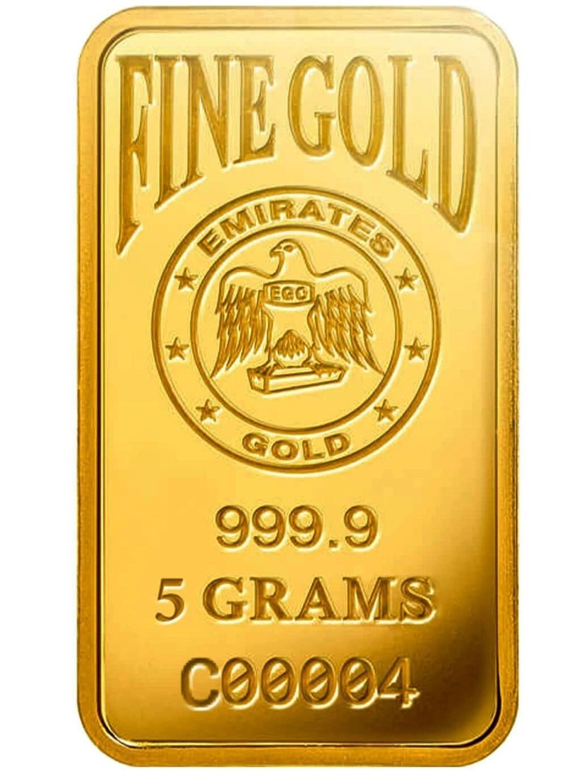 EMIRATES GOLD 24 Karat (999.9) 5 grams Gold Bar (with invoice) - Image 1