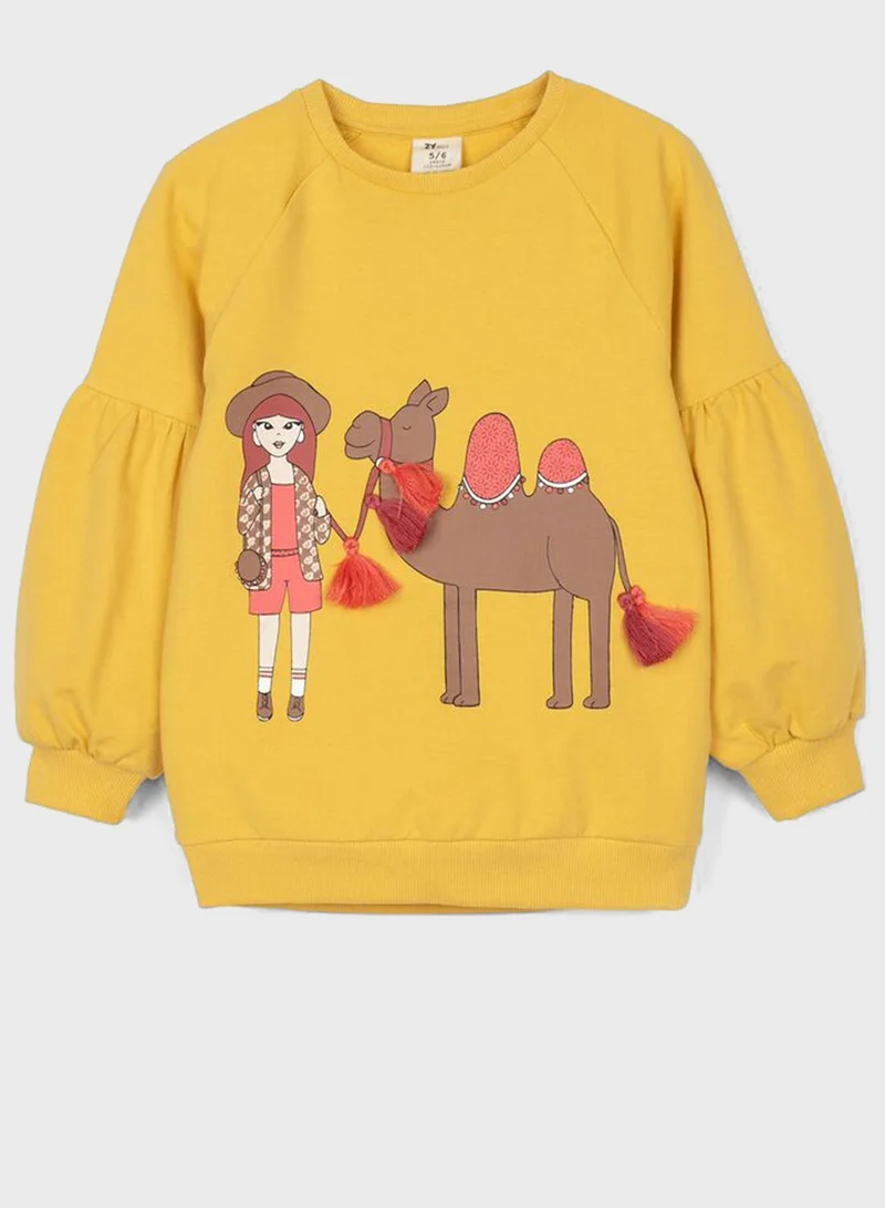 Zippy Kids Graphic Puss Sleeve Sweatshirt