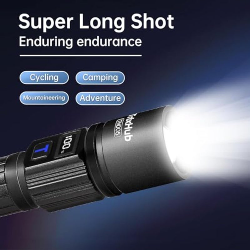 Rechargeable Flashlights, Super Bright High Lumens Flash Light, 5 Modes Zoomable Linternas with LCD Digital Display, Powerful Handheld LED Flashlights for Home Emergencies Camping - Image 5