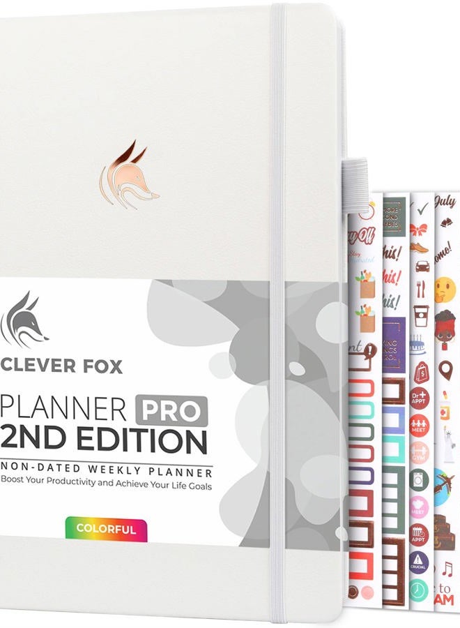 Clever Fox Planner PRO 2nd Edition – Undated Weekly Agenda Planner for Setting Goals, Tasks & Time Management – Life Organizer with To-do Lists & Habit Trackers – Large Format, 8.5x11″ (White) - Image 1