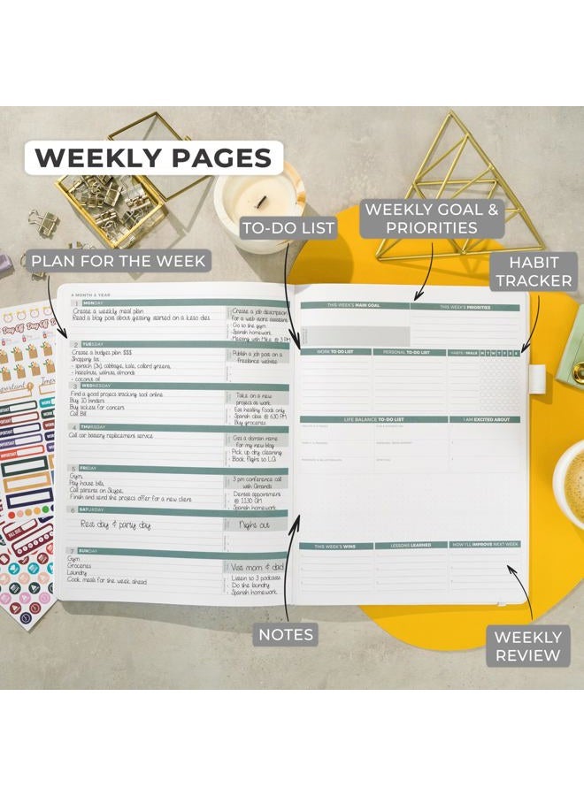 Clever Fox Planner PRO 2nd Edition – Undated Weekly Agenda Planner for Setting Goals, Tasks & Time Management – Life Organizer with To-do Lists & Habit Trackers – Large Format, 8.5x11″ (White) - Image 3