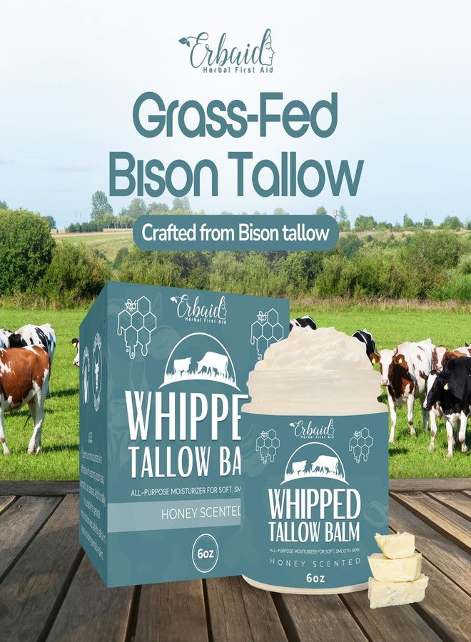 Erbaid Beef Tallow Balm - Natural Grass Fed Whipped Tallow and Honey All Purpose Balm - Moisturizing Face and Body Lotion for Eczema, Cracked, Dry, Itchy, Irritated Skin - Skin Repair Skincare Made in USA - Image 2