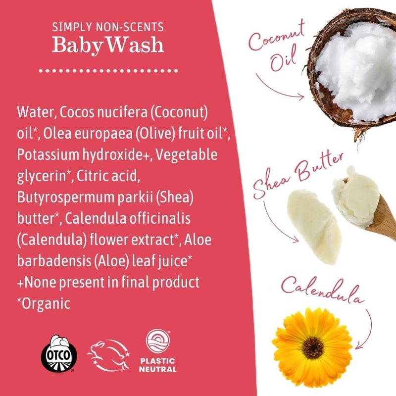 Earth Mama Simply Non-Scents Baby Wash Liquid Hand Soap Refill, Organic Body Wash for Sensitive Skin, All Purpose Castile Soap Liquid with Coconut Oil, Shea Butter, Calendula & Aloe, 34 fl oz Cost saving design picks - Image 4