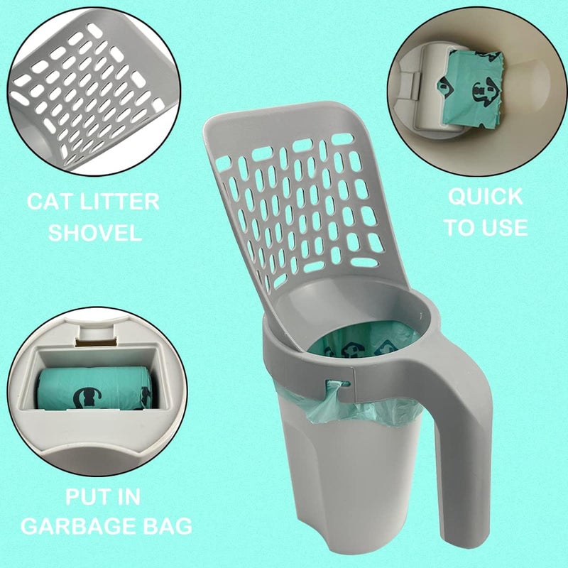 Esamploe Cat Litter Scoop,Cat Litter Scooper with Trash Container,Removable Cat Litter Scoop Holder，Portable Litter Scooper with Holder Provides 150 Garbage Bags，Cat Scooper&Cat Litter Disposal System In One - Image 4