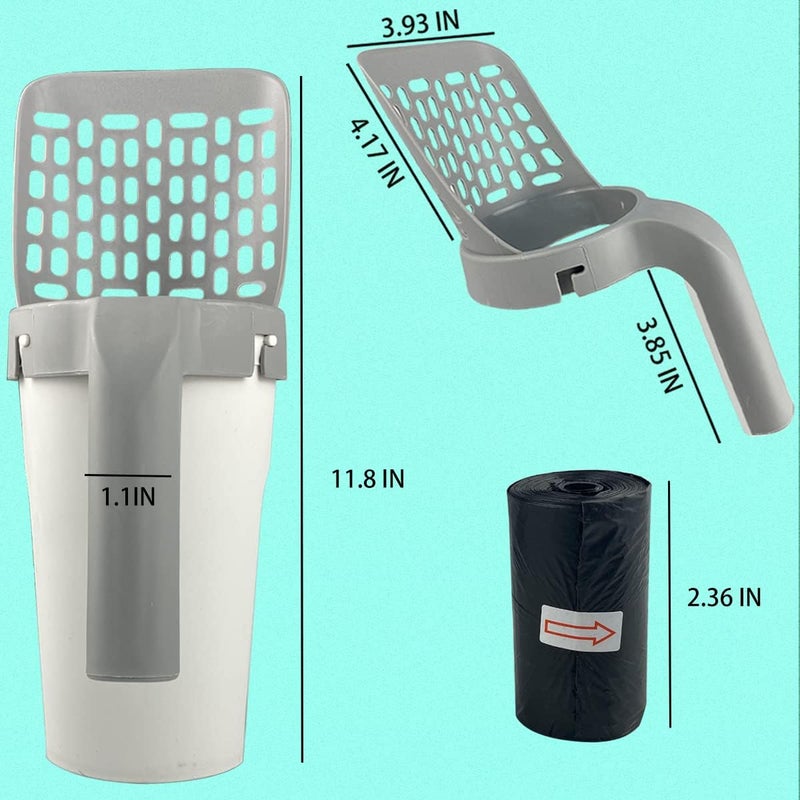 Esamploe Cat Litter Scoop,Cat Litter Scooper with Trash Container,Removable Cat Litter Scoop Holder，Portable Litter Scooper with Holder Provides 150 Garbage Bags，Cat Scooper&Cat Litter Disposal System In One - Image 2