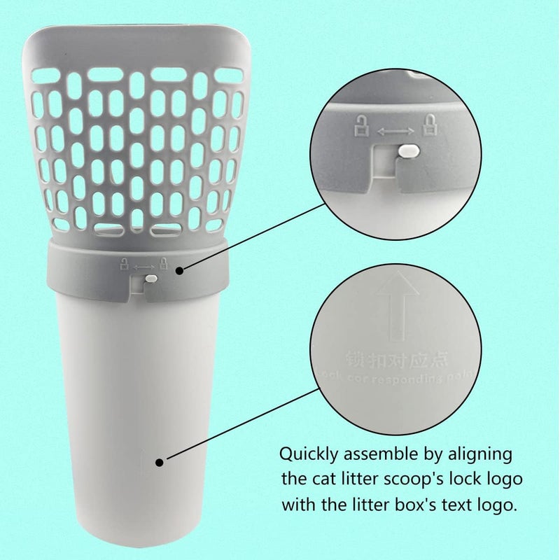Esamploe Cat Litter Scoop,Cat Litter Scooper with Trash Container,Removable Cat Litter Scoop Holder，Portable Litter Scooper with Holder Provides 150 Garbage Bags，Cat Scooper&Cat Litter Disposal System In One - Image 3