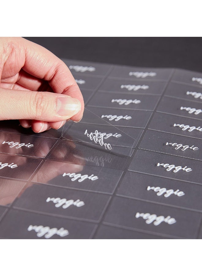 Restaurantware Label Tek 1.9 x 1 Inch Veggie Juice Bottle Labels, 100 Water-Resistant Labels For Bottles - Self-Adhesive, Clear With White Font, Plastic Bottle Stickers, For Drink Pouches, - Image 2