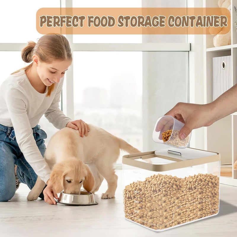 KASTWAVE Modern practical shape Airtight Pet Food Storage Container for Dog, Cat, Bird - Clear 10 lbs Large Capacity Bin with Measuring Mark, 2 Scoops, Moisture-Proof, Stackable & Easy-Clean Container for Dry Food Flexible varied design - Image 4