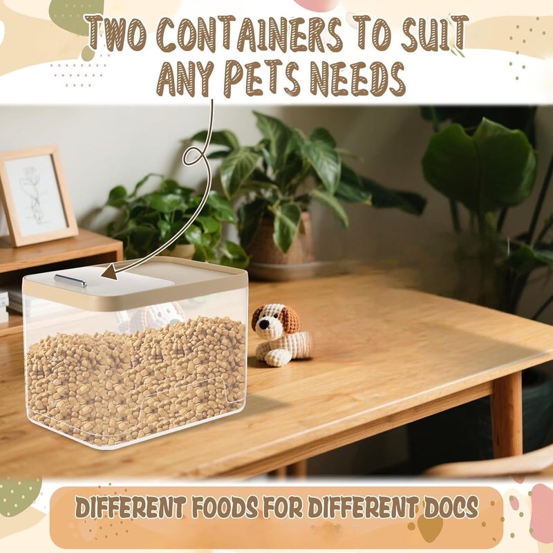 KASTWAVE Modern practical shape Airtight Pet Food Storage Container for Dog, Cat, Bird - Clear 10 lbs Large Capacity Bin with Measuring Mark, 2 Scoops, Moisture-Proof, Stackable & Easy-Clean Container for Dry Food Flexible varied design - Image 2