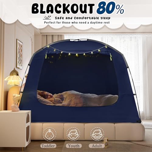 RIYDH Bed Tent Bed Canopy Breathable 100% for Adult and Kids Light Reduction Sleeping Dream Tents Indoor Portable Big Space with String Light 4 Doors Twin Full Queen King Size - Image 2