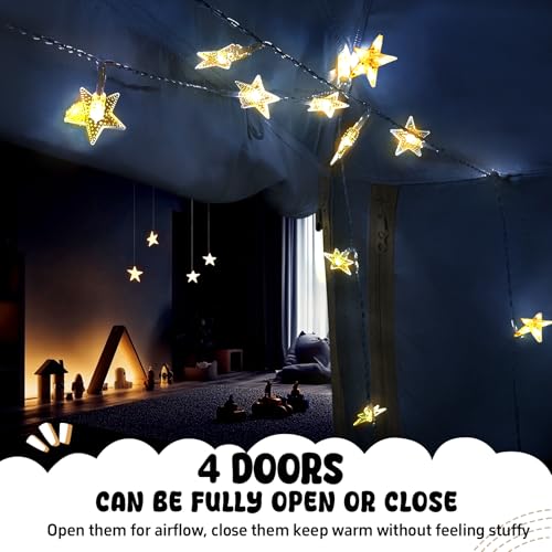 RIYDH Bed Tent Bed Canopy Breathable 100% for Adult and Kids Light Reduction Sleeping Dream Tents Indoor Portable Big Space with String Light 4 Doors Twin Full Queen King Size - Image 3