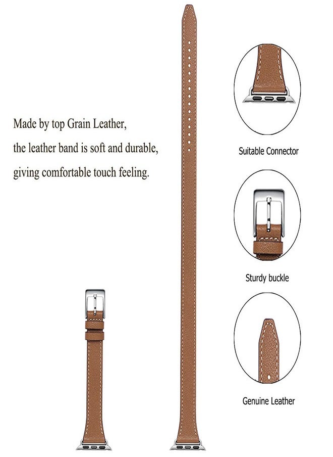 Ofrdncy - Ofrdncy Compatible for Apple Watch Band 49mm 46mm 45mm 44mm 42mm 41mm 40mm 38mm women, Genuine Leather Double Tour Designed Slim Apple Watch Strap for iWatch Ultra 2/1 Series 10 9 8 7 6 5 4 3 2 1 SE - Image 1