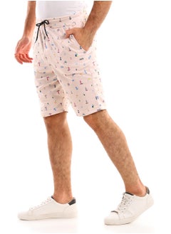 Andora Cotton Fabric Regular Elastic Waist Short - Beige  - Image 3