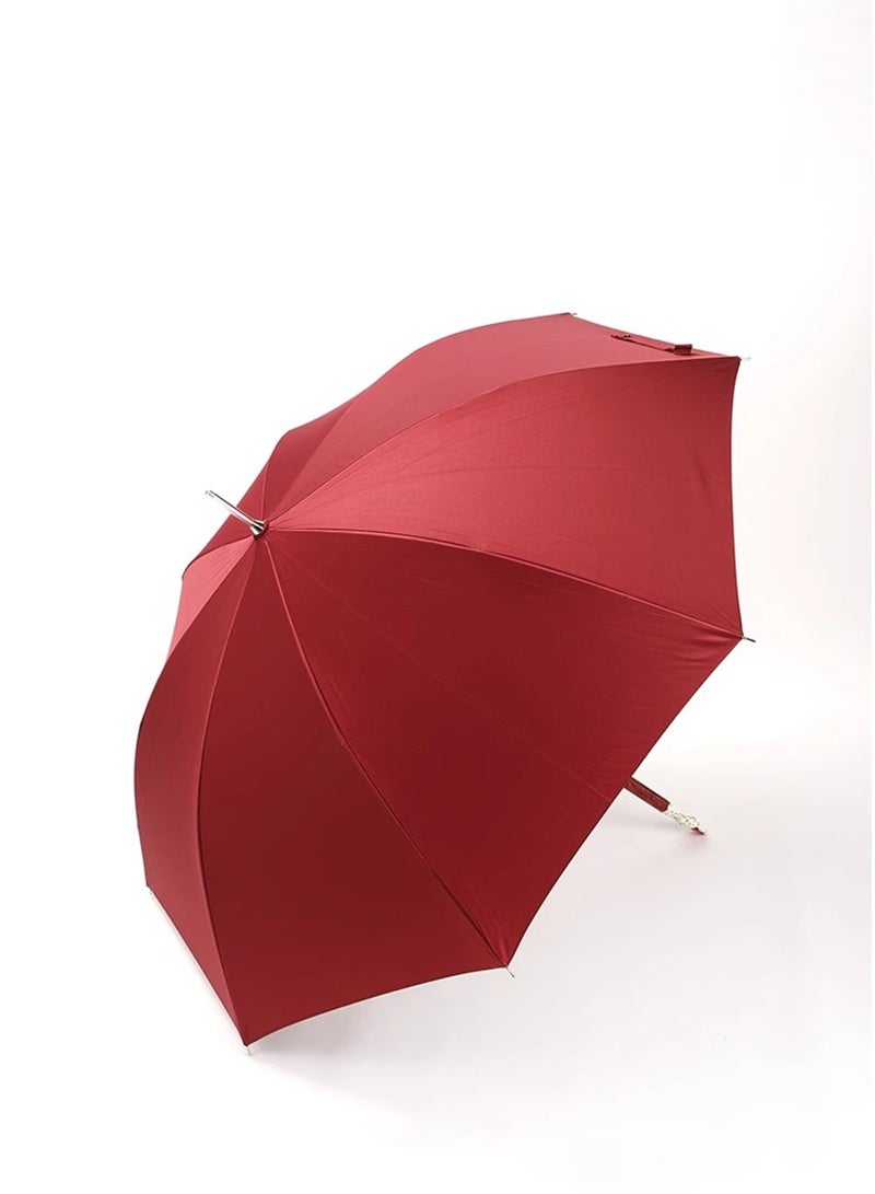 Premium Ruby Crystal Umbrella - Red Canopy Luxury Wedding Vintage Bridal Long Handle Umbrella, Elegant Gift for Special Occasions NYS-1025 - Image 3