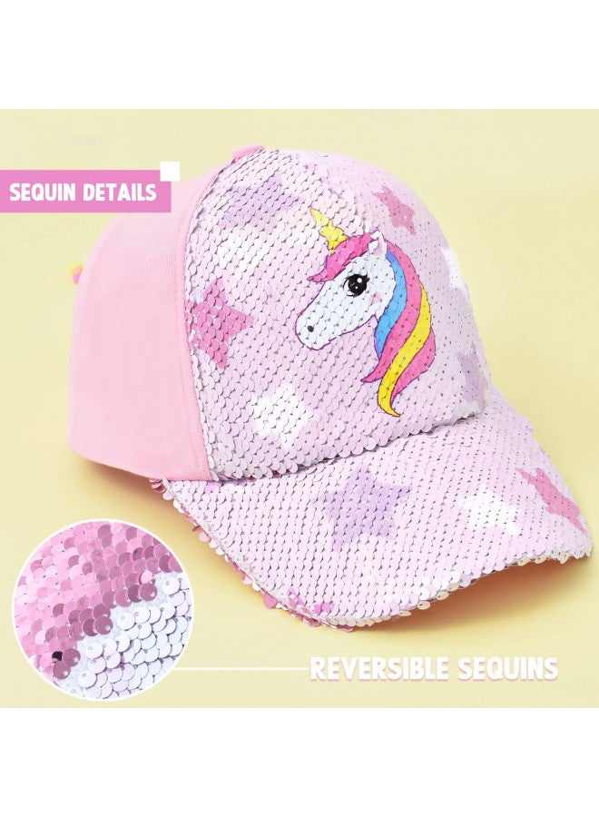 WAWSAM Kids Baseball Hat Unicorn Baseball Cap for Toddler Trucker Hat for Girls Ages 4-8 Adjustable Snapback Cap Pink - Image 2