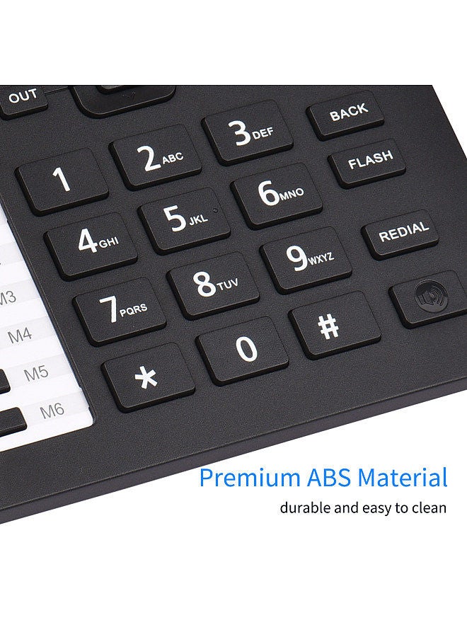 Generic Black Corded Phone Desk Landline Phone Telephone DTMF/FSK Dual System Support Hands-Free/Redial/Flash/Speed Dial/Ring Volume Control Built-in IC Chip High Quality Sound Real-time Date  - Image 3